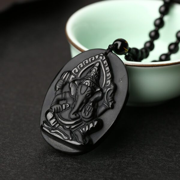 Obsidian Four-Armed Elephant Pendant - Image 4