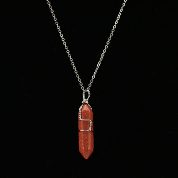 Crystal Pendant Hand-wound Crystal Stone Hexagon Column Pendant Necklace Short Chain - Image 8