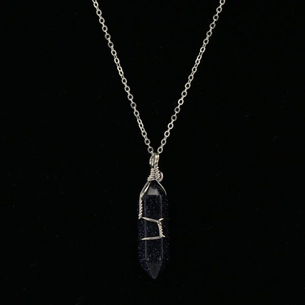 Crystal Pendant Hand-wound Crystal Stone Hexagon Column Pendant Necklace Short Chain - Image 9