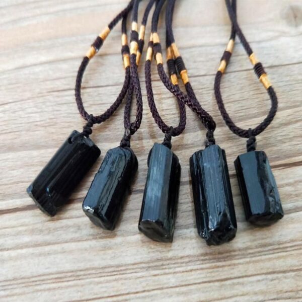 Natural Crystal Black Tourmaline Rough Stone Pendant Pendant