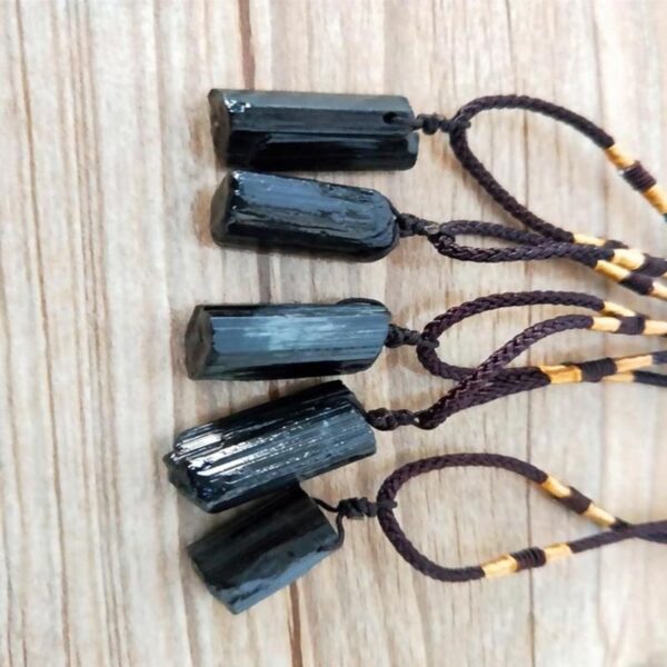 Natural Crystal Black Tourmaline Rough Stone Pendant Pendant - Image 5