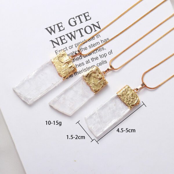 Natural Crystal Gypsum Block Shaped Pendant - Image 2