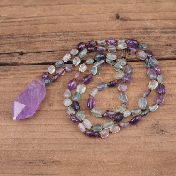 Fashionable Natural Rainbow Fluorite Bead Necklace - Image 5