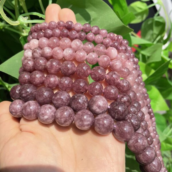 Natural Stone Beads Round Lepidolite Loose Spacer - Image 3