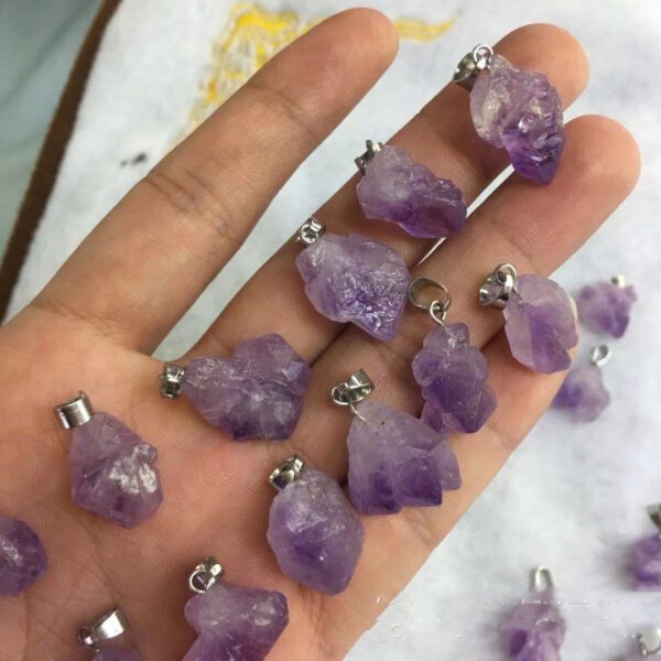 Natural Lavender Amethyst Rock Irregular Pendants - Image 2