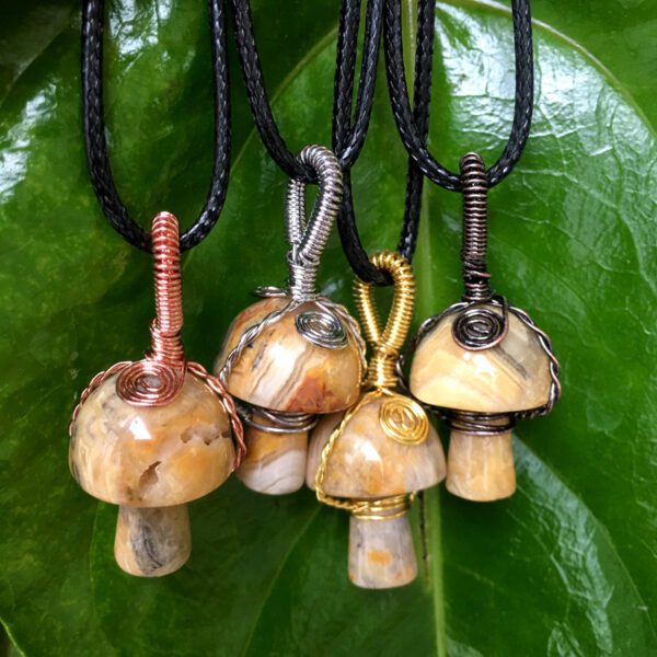 Natural Crystal Mushroom Pendant Necklace - Image 2