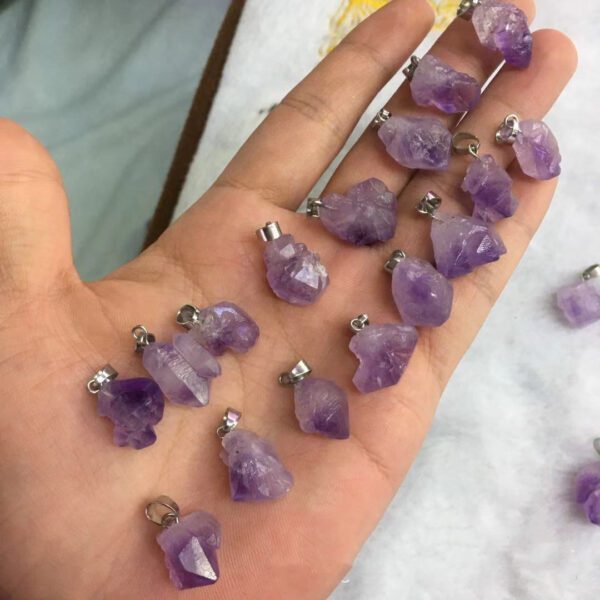 Natural Lavender Amethyst Rock Irregular Pendants - Image 7