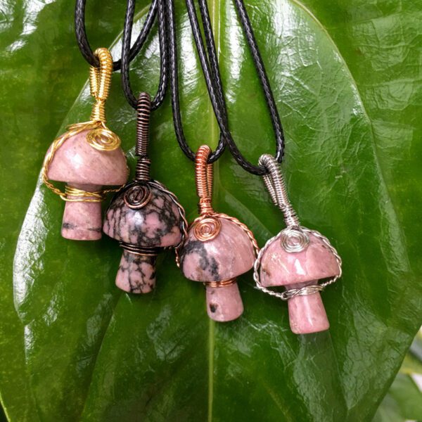 Natural Crystal Mushroom Pendant Necklace - Image 5