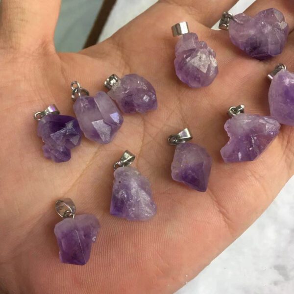 Natural Lavender Amethyst Rock Irregular Pendants - Image 4