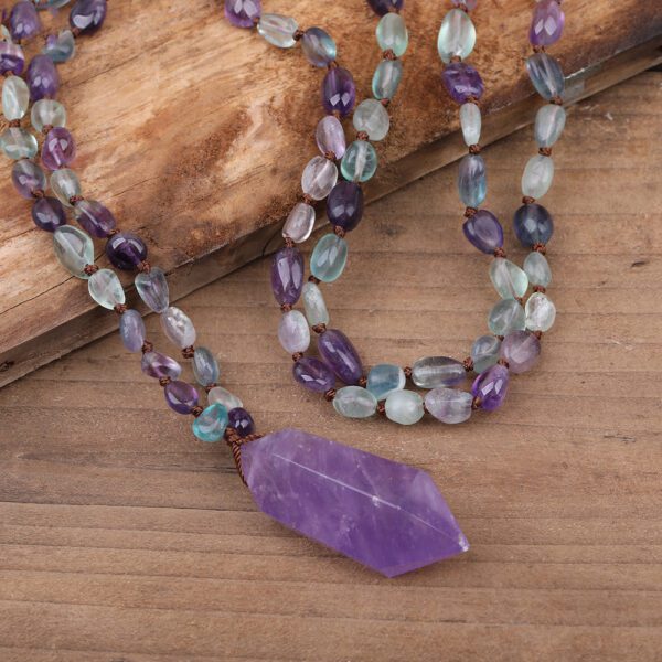 Fashionable Natural Rainbow Fluorite Bead Necklace - Image 2