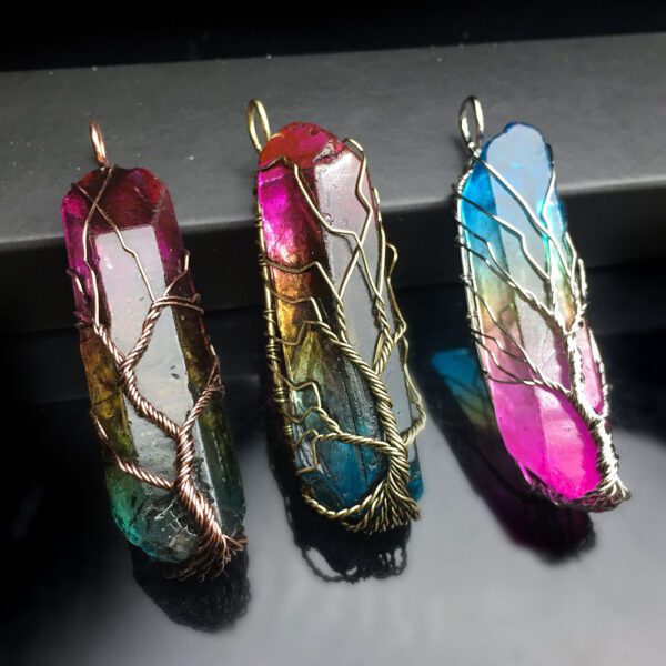 Natural Stone Charms Pendants 7 Chakra Rainbow Jewelry DIY Quartz Tree of Life Reiki Healing Pendant Pendulum Necklace Women Men1 - Image 4