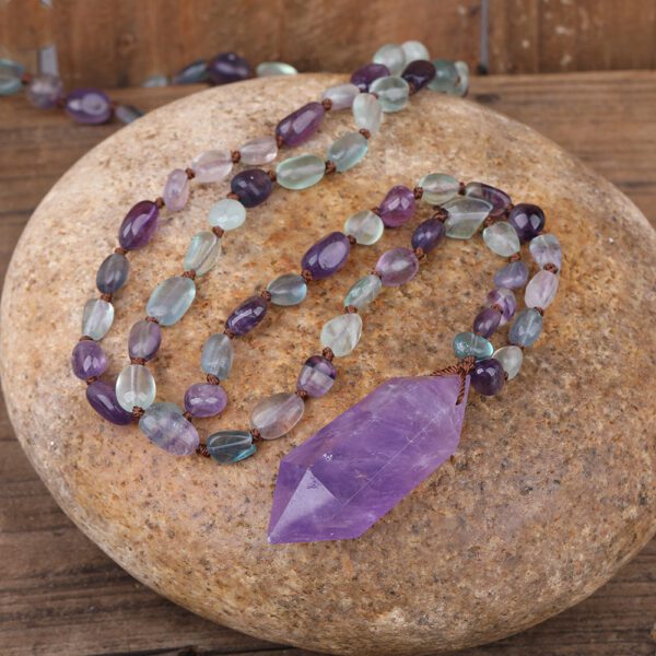 Fashionable Natural Rainbow Fluorite Bead Necklace - Image 3