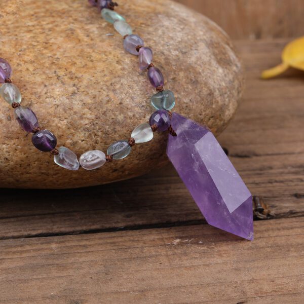 Fashionable Natural Rainbow Fluorite Bead Necklace - Image 4