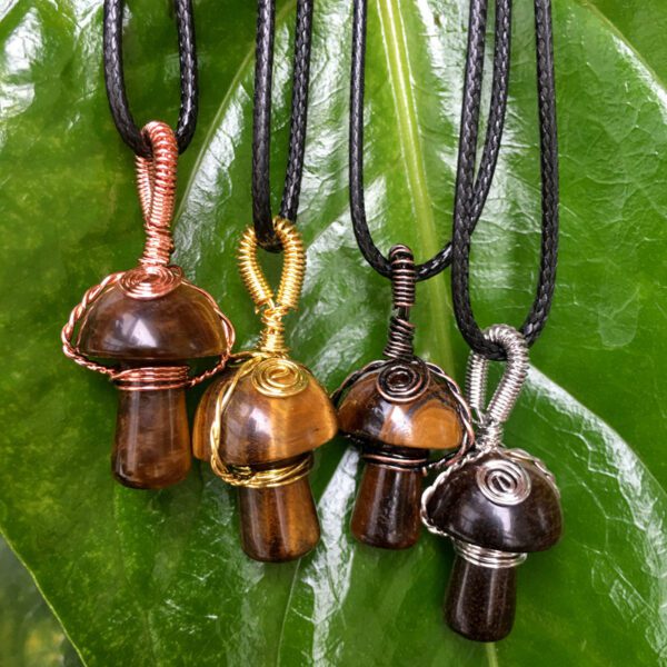 Natural Crystal Mushroom Pendant Necklace - Image 6