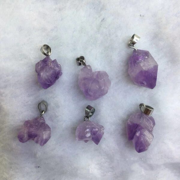 Natural Lavender Amethyst Rock Irregular Pendants - Image 6