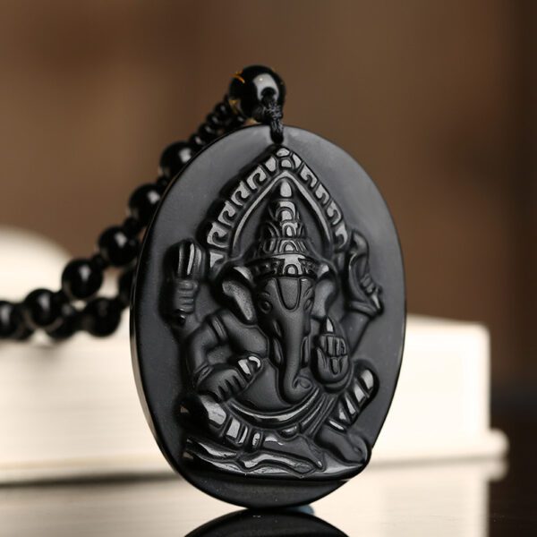 Obsidian Four-Armed Elephant Pendant - Image 5